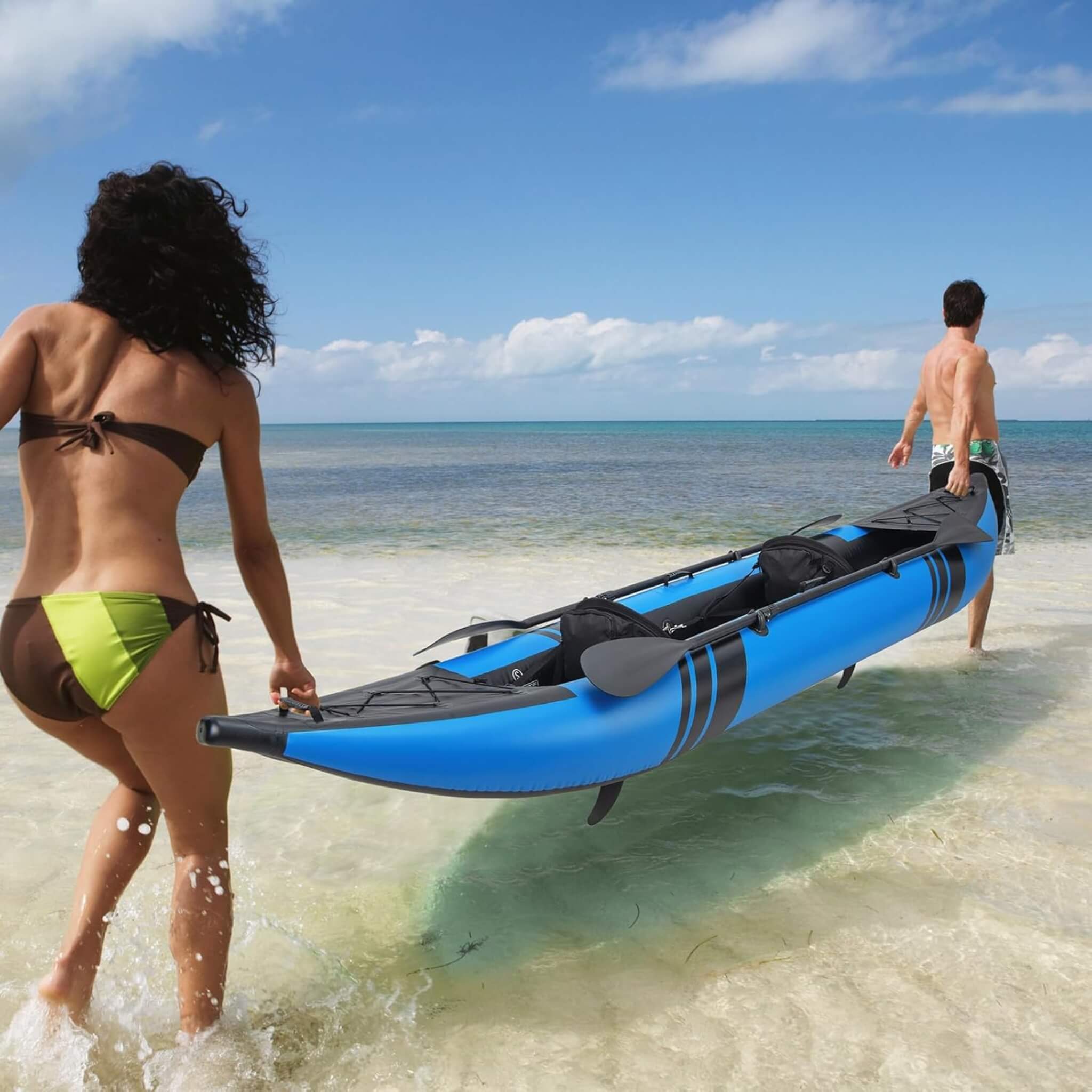 Premium 12FT 2-Person Inflatable Tandem Kayak Kit With Pump And Paddles