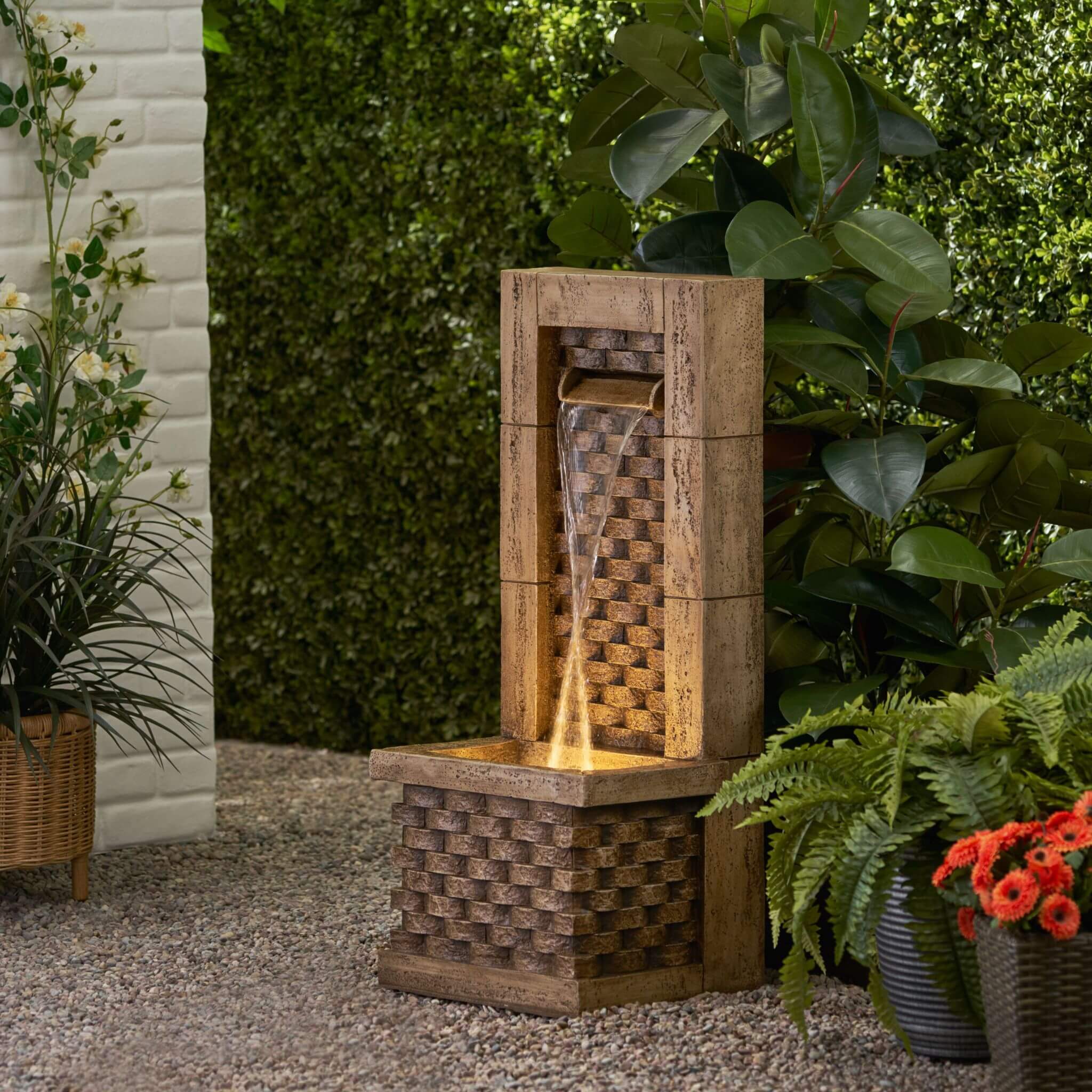 Premium 35-Inch Hand-Crafted Weather-Resistant Waterfall Fountain With LED Lights (SAK86757)