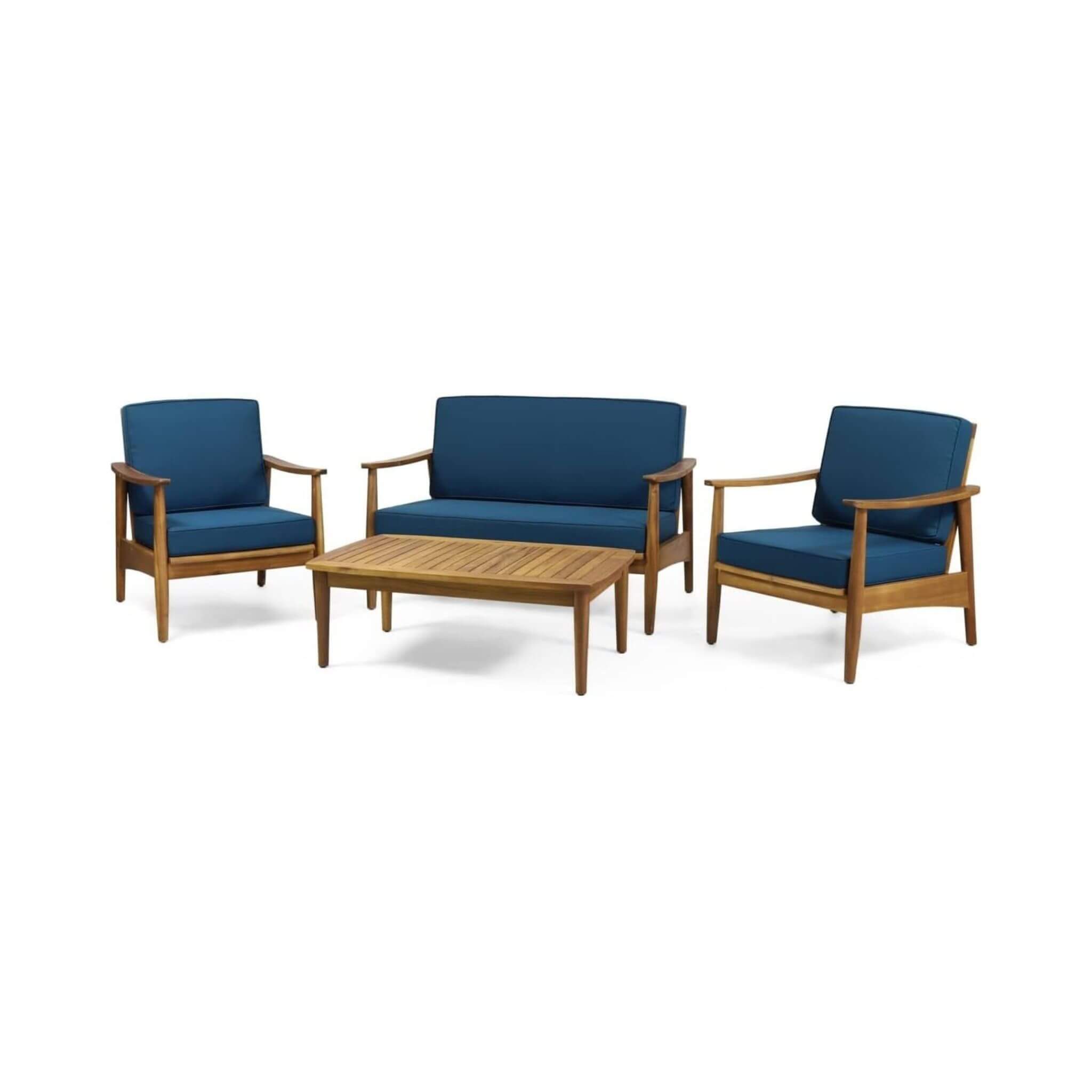 Alora Premium 4-Piece Wooden Outdoor Patio Conversation Seating Set With Cushions (SAK31469)