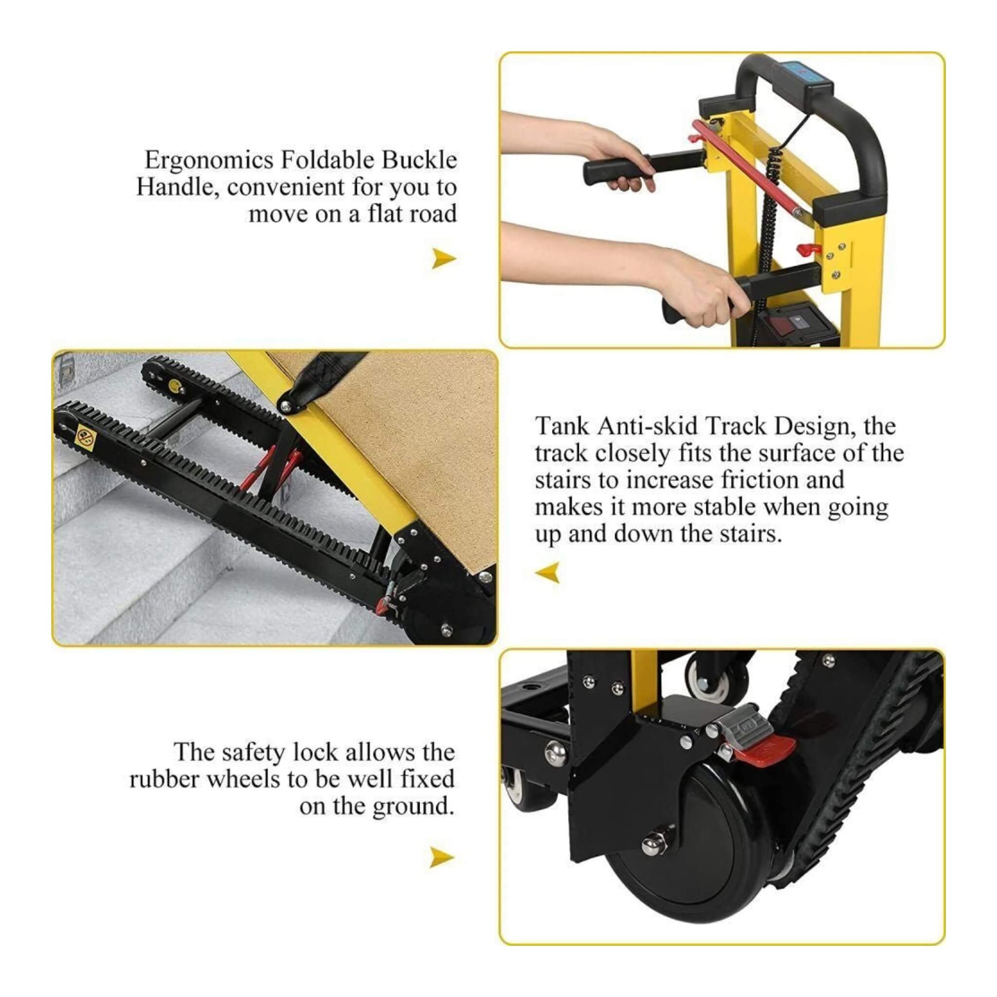 Premium 440LBS Electric Stair Climbing Dolly Hand Truck Folding Cart With Wheels