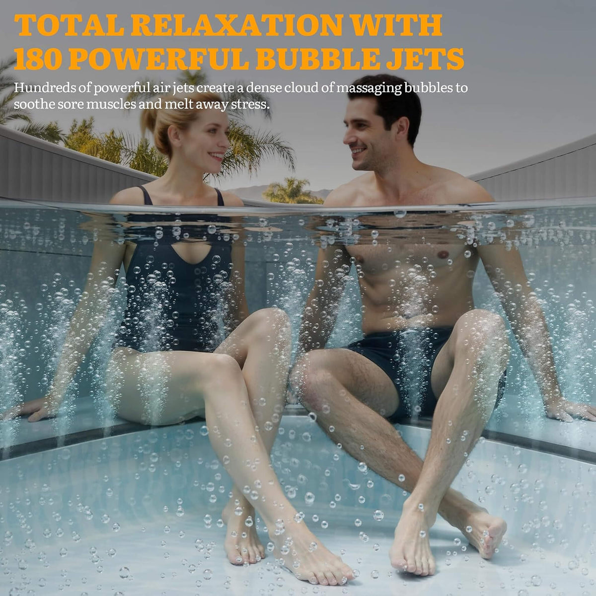 Premium 77-Inch Inflatable 6-Person Drop-Stitch Hot Tub W/ 180 Massage Jets