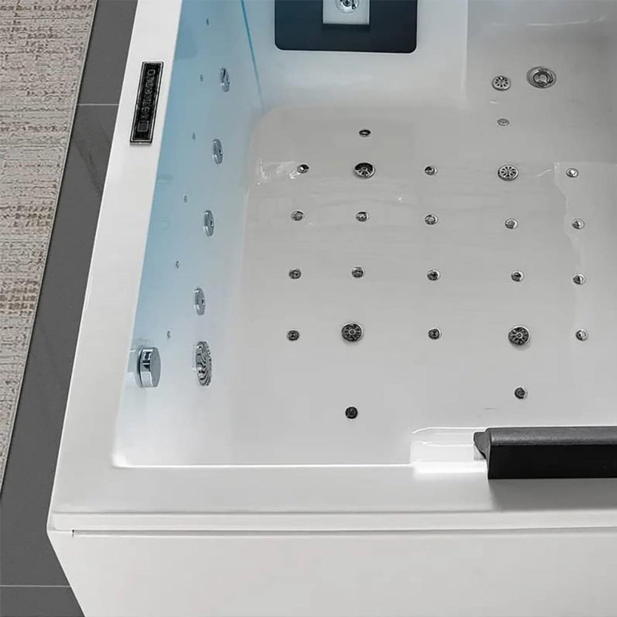Luxara 71-Inch Premium Modern Acrylic Soaking Bathtub With Bubble Jets And LED Lighting