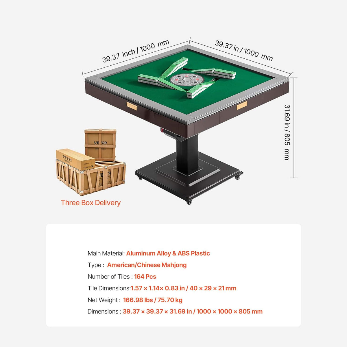 Premium Automatic Foldable Mahjong Table With Wheels And Two Sets Of Tiles