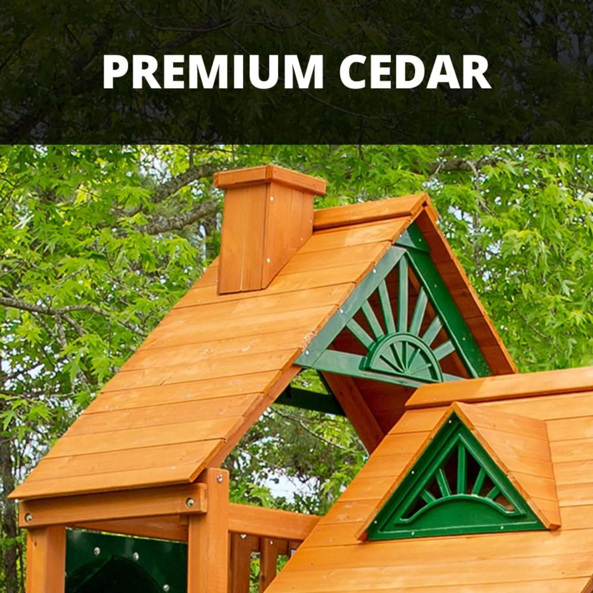Premium Cedar Wood Swing Set With Tower Tire Swing Slide Ramp And Clatter Bridge