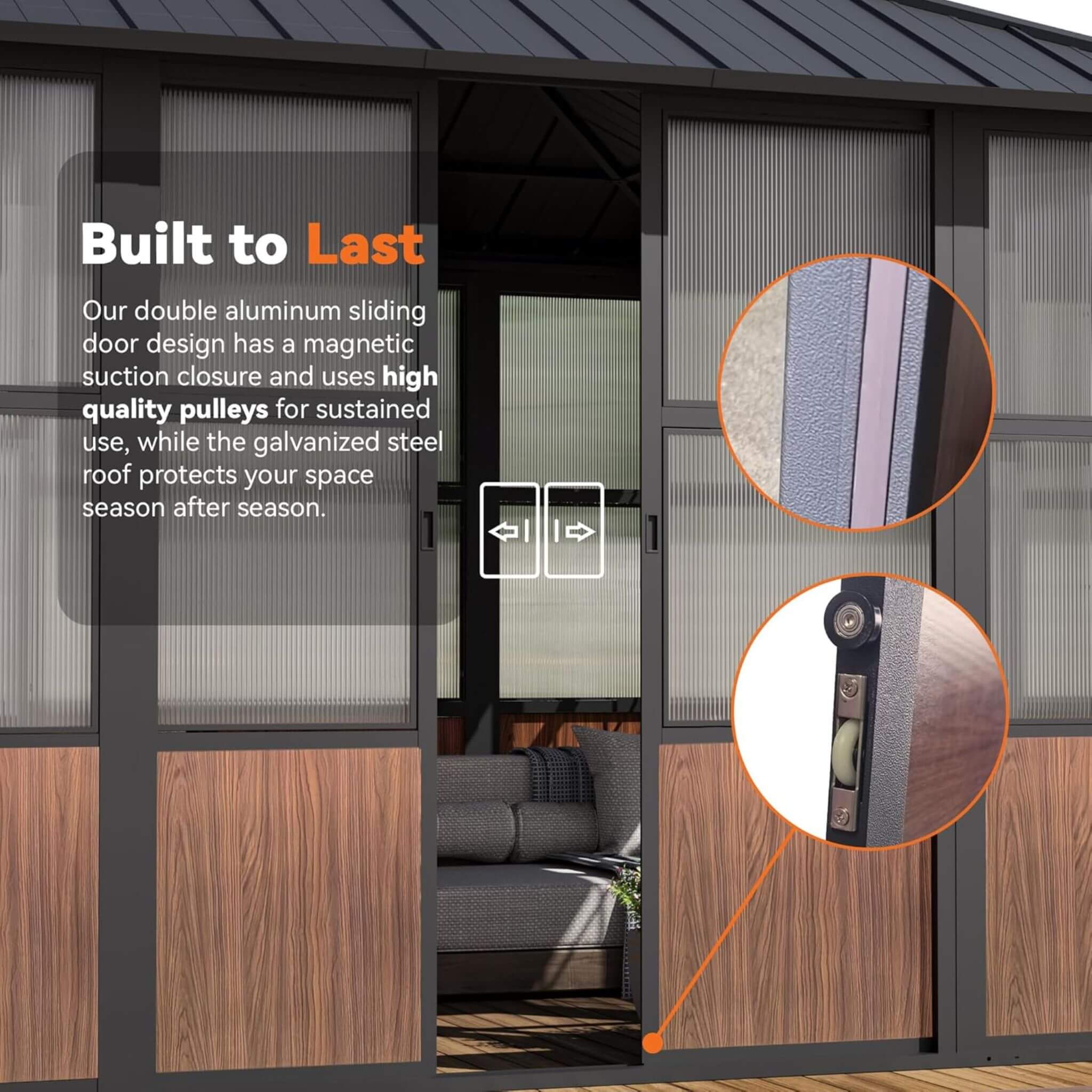 Alora Premium Hardtop Aluminum Sunroom Solarium With TV Mount And Sliding Doors (SAK60439)