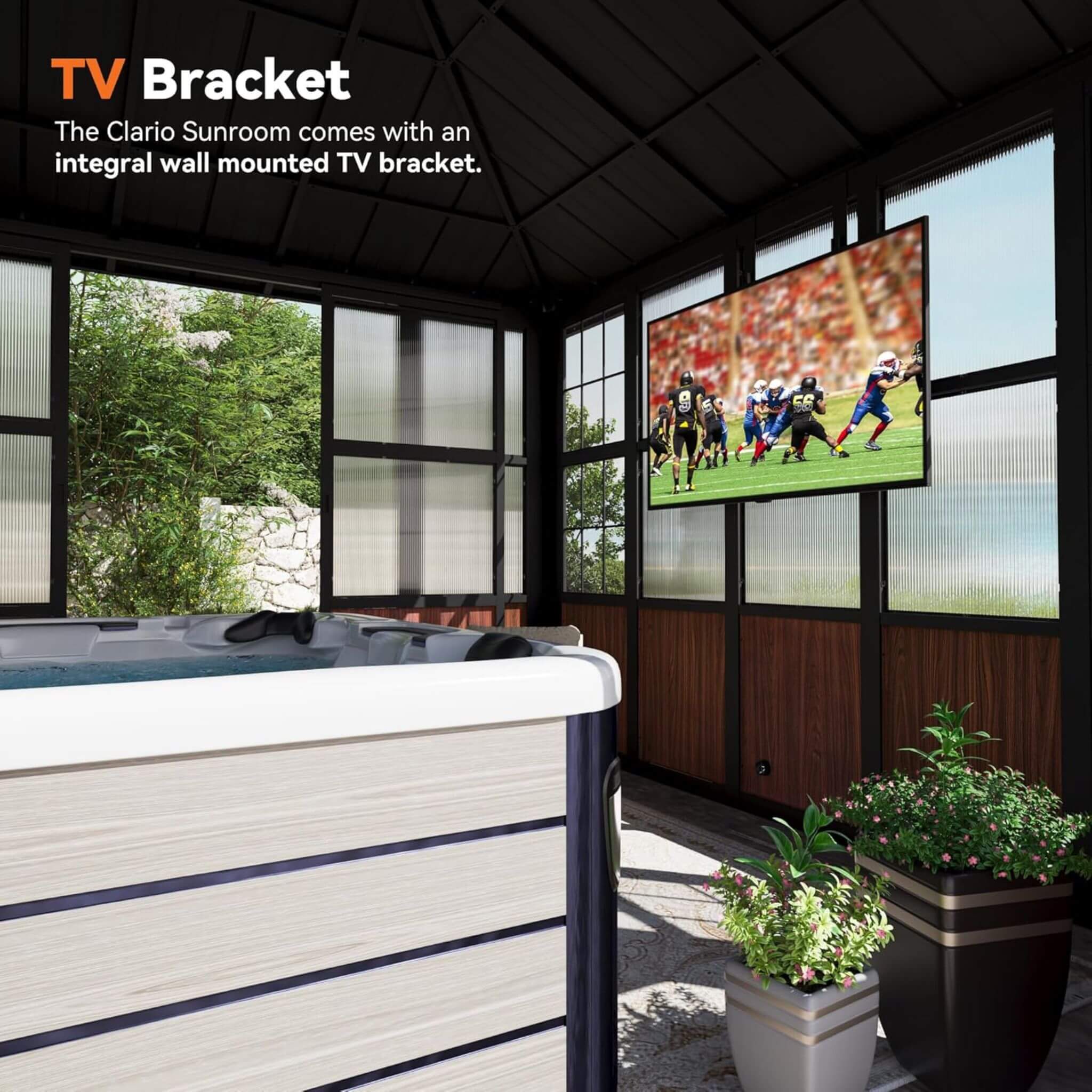 Alora Premium Hardtop Aluminum Sunroom Solarium With TV Mount And Sliding Doors (SAK60439)