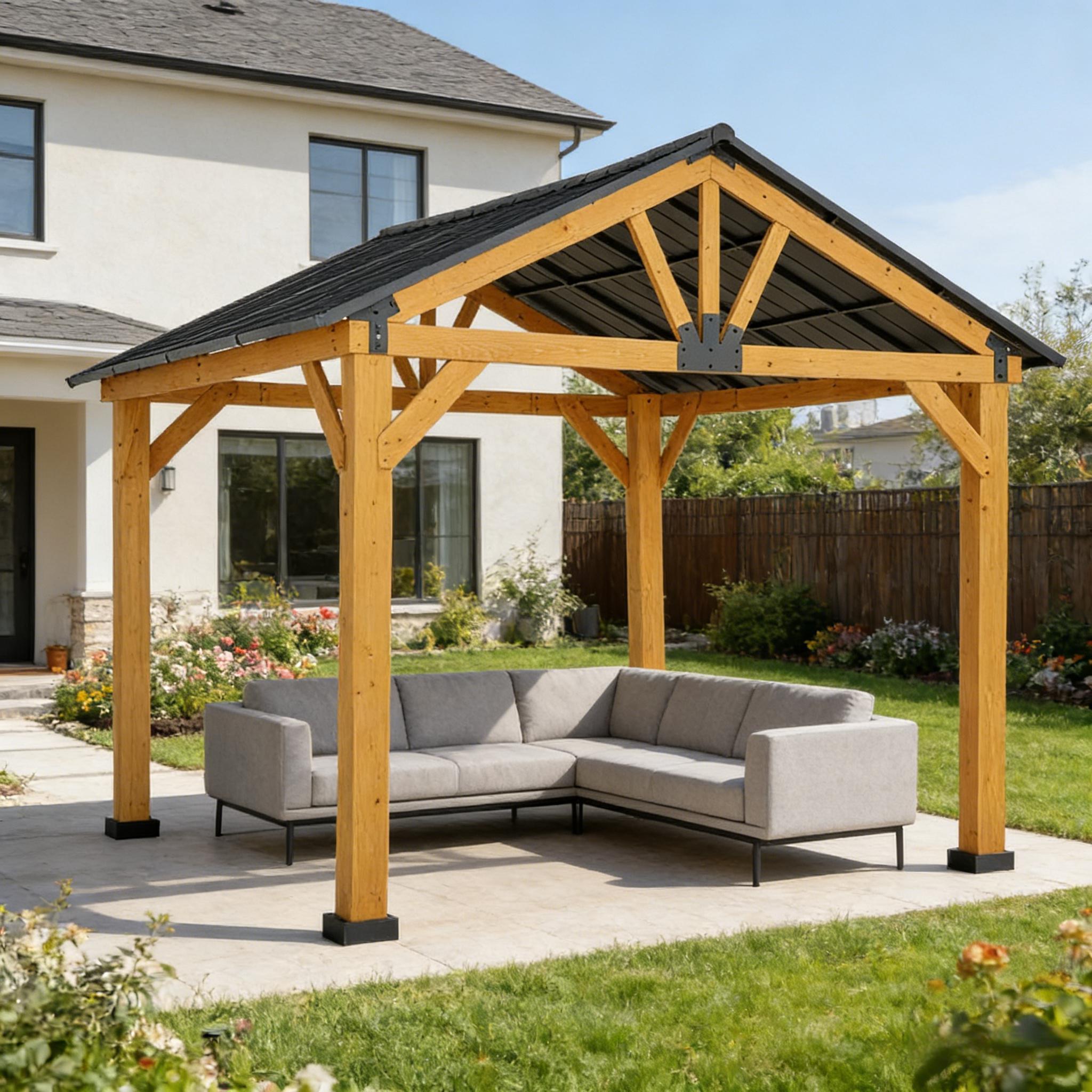 [09X11FT] Premium Outdoor Hardtop Patio Backyard Gazebo (SAK86341)