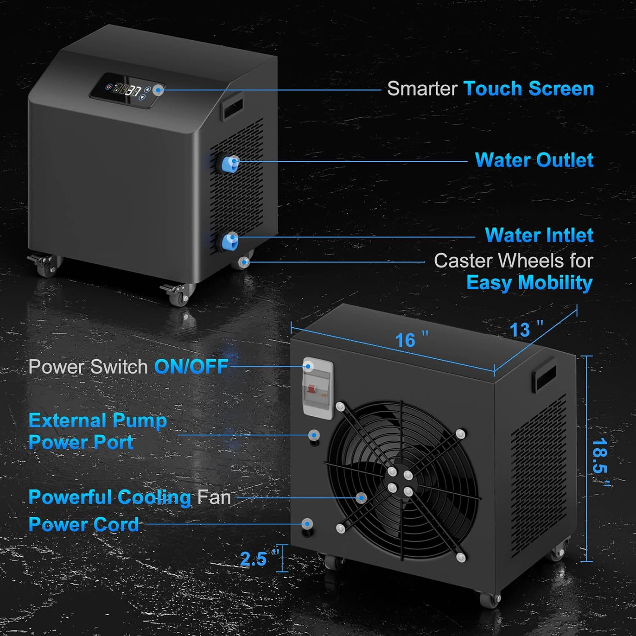 FCP Premium XL 120 Gal Cold Plunge Tub Kit With 1HP Chiller, Filter, And Pump