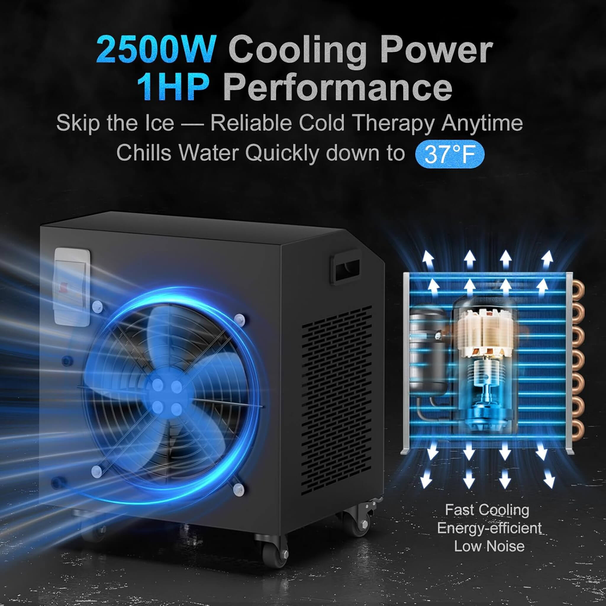 FCP Premium XL 120 Gal Cold Plunge Tub Kit With 1HP Chiller, Filter, And Pump