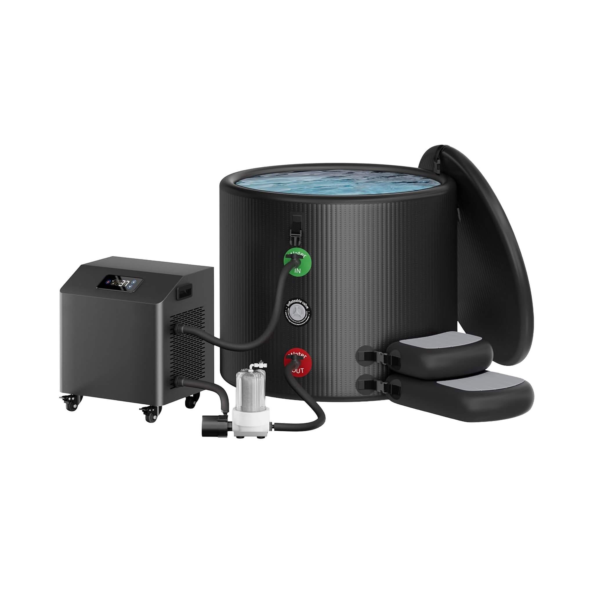 FCP Premium XL 120 Gal Cold Plunge Tub Kit With 1HP Chiller, Filter, And Pump