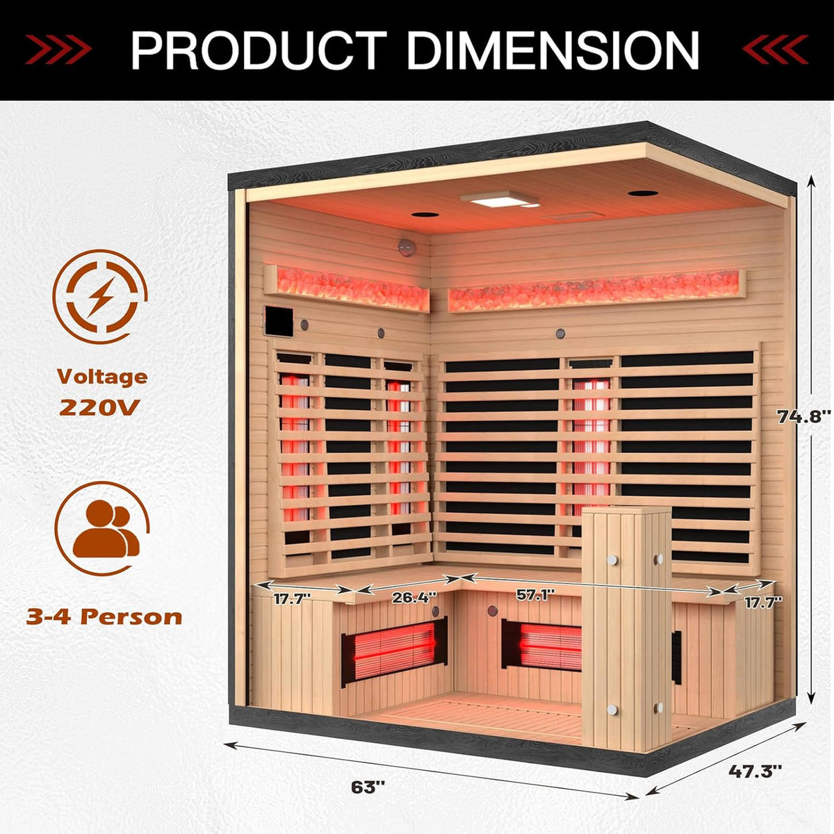 Ember 4-Person Full-Spectrum Infrared Sauna With Himalayan Salt Panels [Made-To-Order]