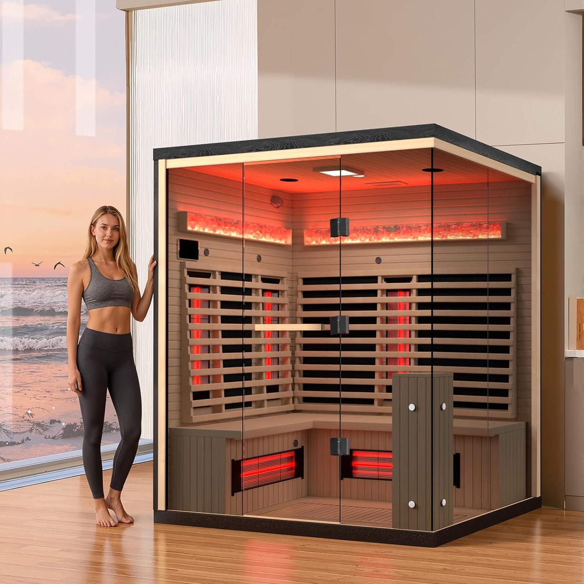 Ember 4-Person Full-Spectrum Infrared Sauna With Himalayan Salt Panels [Made-To-Order]