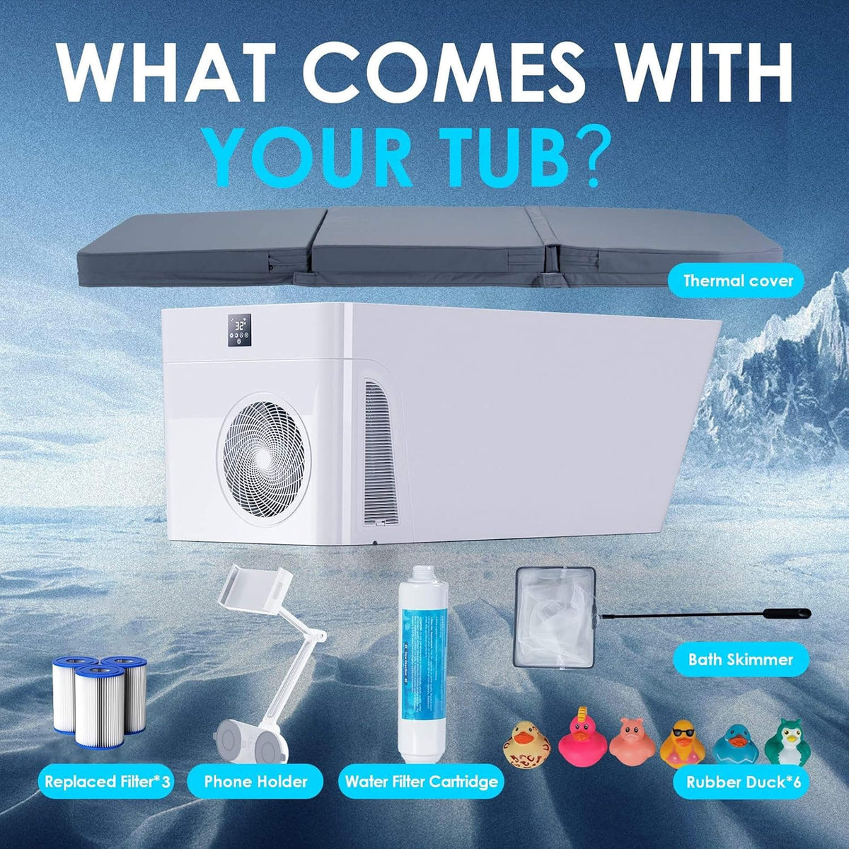 Smart 1-Piece Freestanding Full-Body All-In-One Cold Plunge Tub With Built-In Water Chiller
