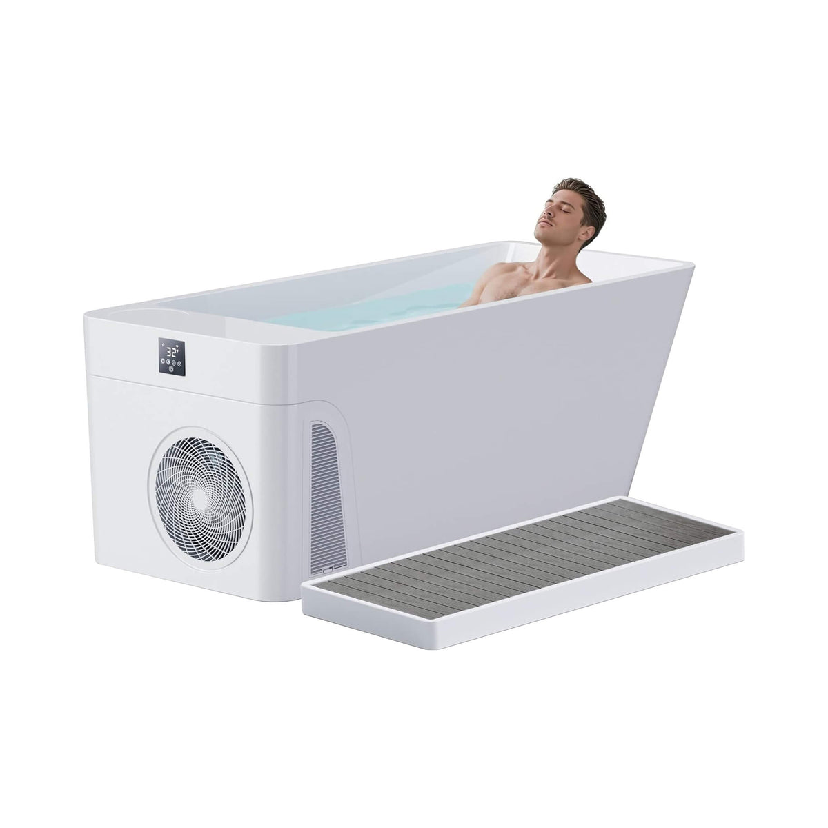 Smart 1-Piece Freestanding Full-Body All-In-One Cold Plunge Tub With Built-In Water Chiller
