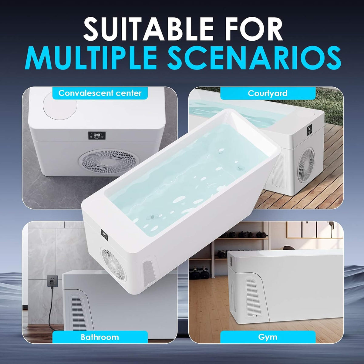 Smart 1-Piece Freestanding Full-Body All-In-One Cold Plunge Tub With Built-In Water Chiller