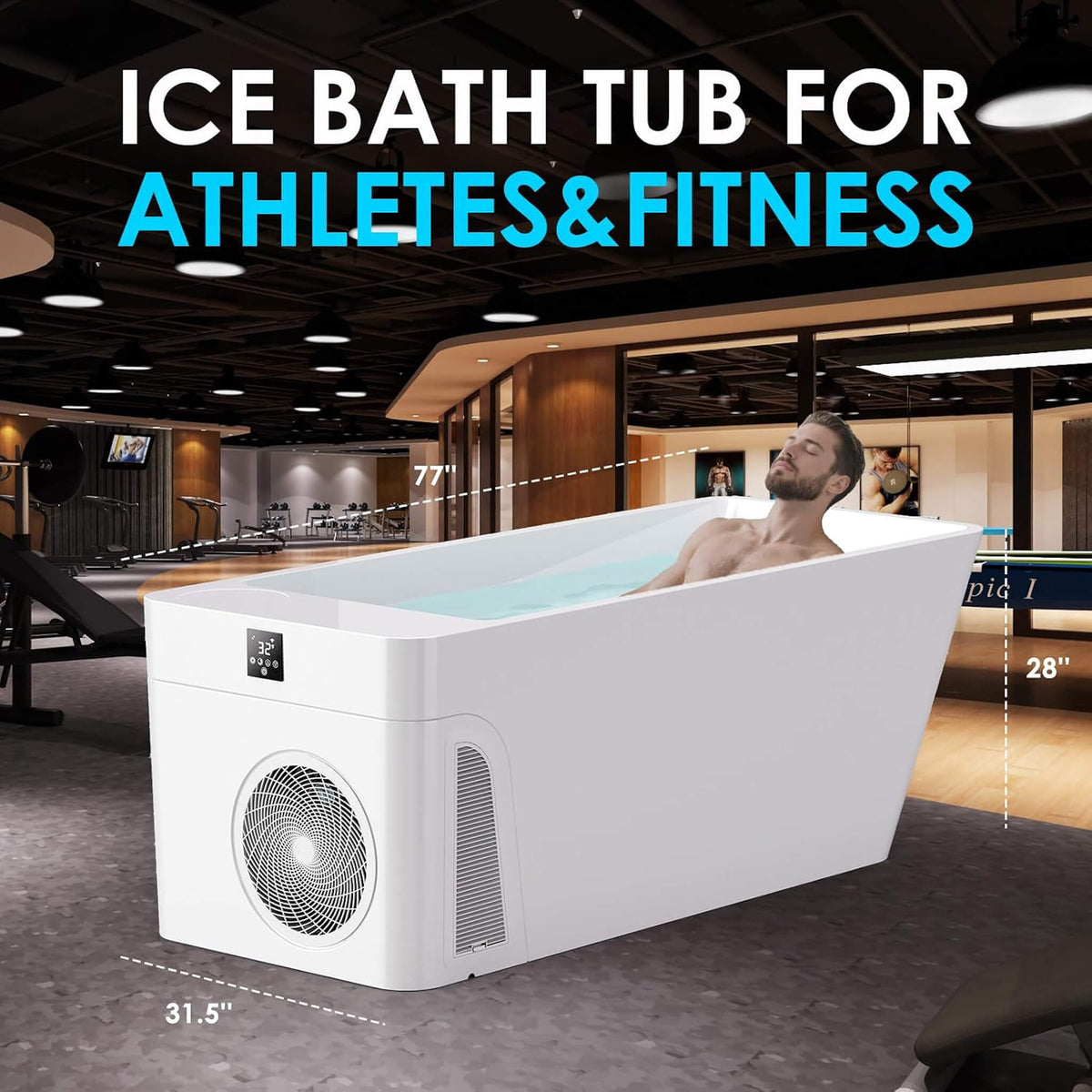 Smart 1-Piece Freestanding Full-Body All-In-One Cold Plunge Tub With Built-In Water Chiller