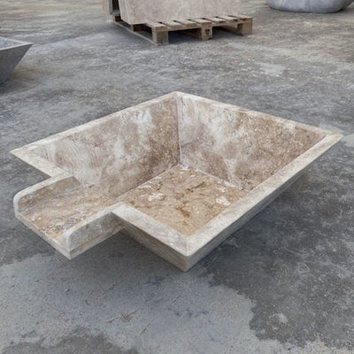 Walnut Travertine Square Pool Cascade Water Bowl