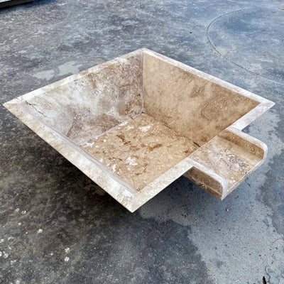 Walnut Travertine Square Pool Cascade Water Bowl