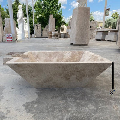 Walnut Travertine Square Pool Cascade Water Bowl