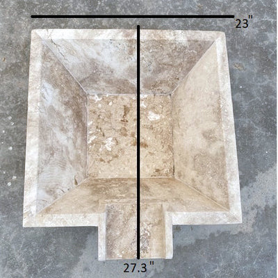 Walnut Travertine Square Pool Cascade Water Bowl