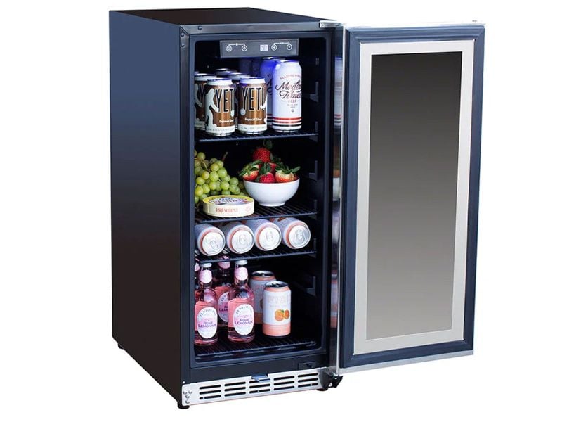 TrueFlame 15-Inch 3.2 Cu. Ft. Outdoor Fridge with Glass Door