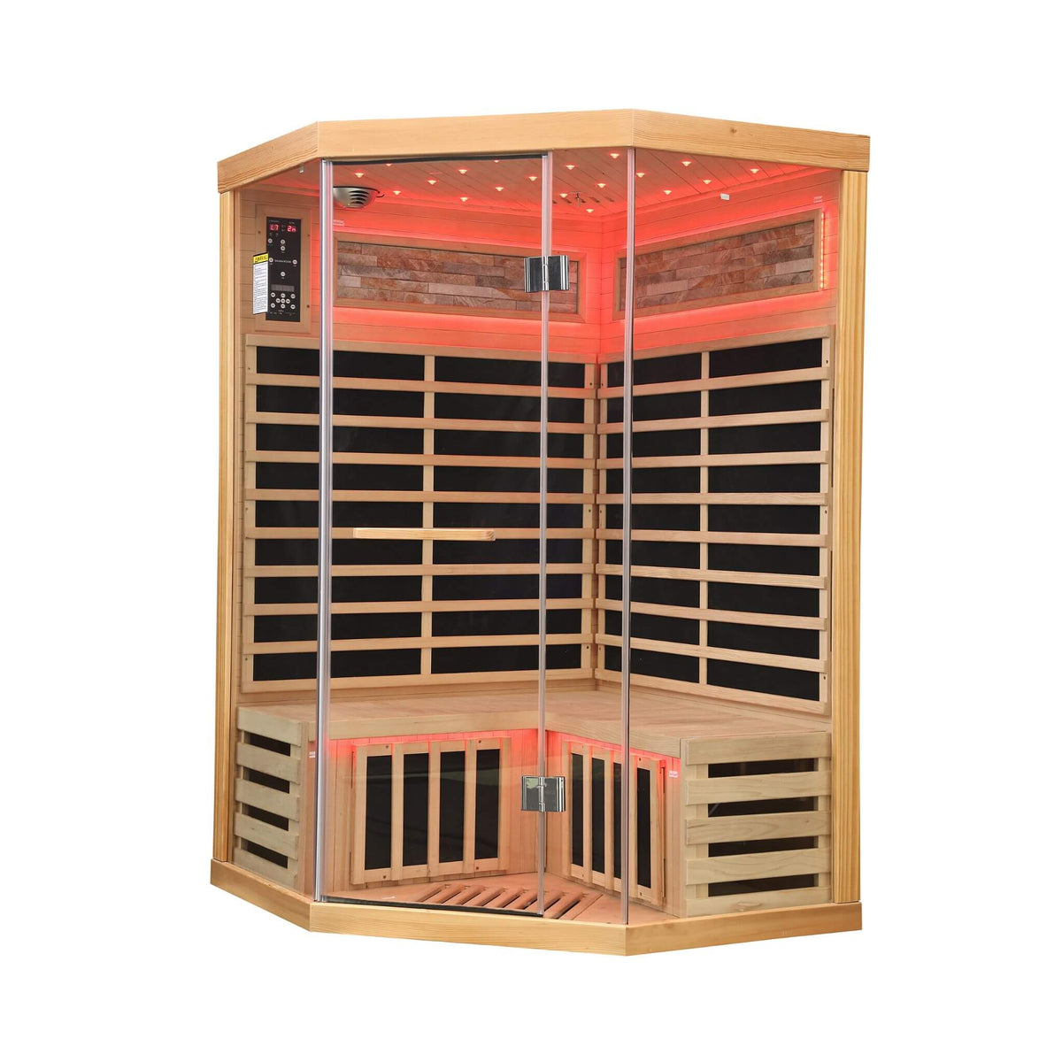 Ember Premium Canadian Hemlock 2-Person Indoor Infrared Sauna Room With Glass Front