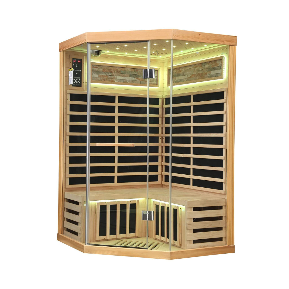 Ember Premium Canadian Hemlock 2-Person Indoor Infrared Sauna Room With Glass Front