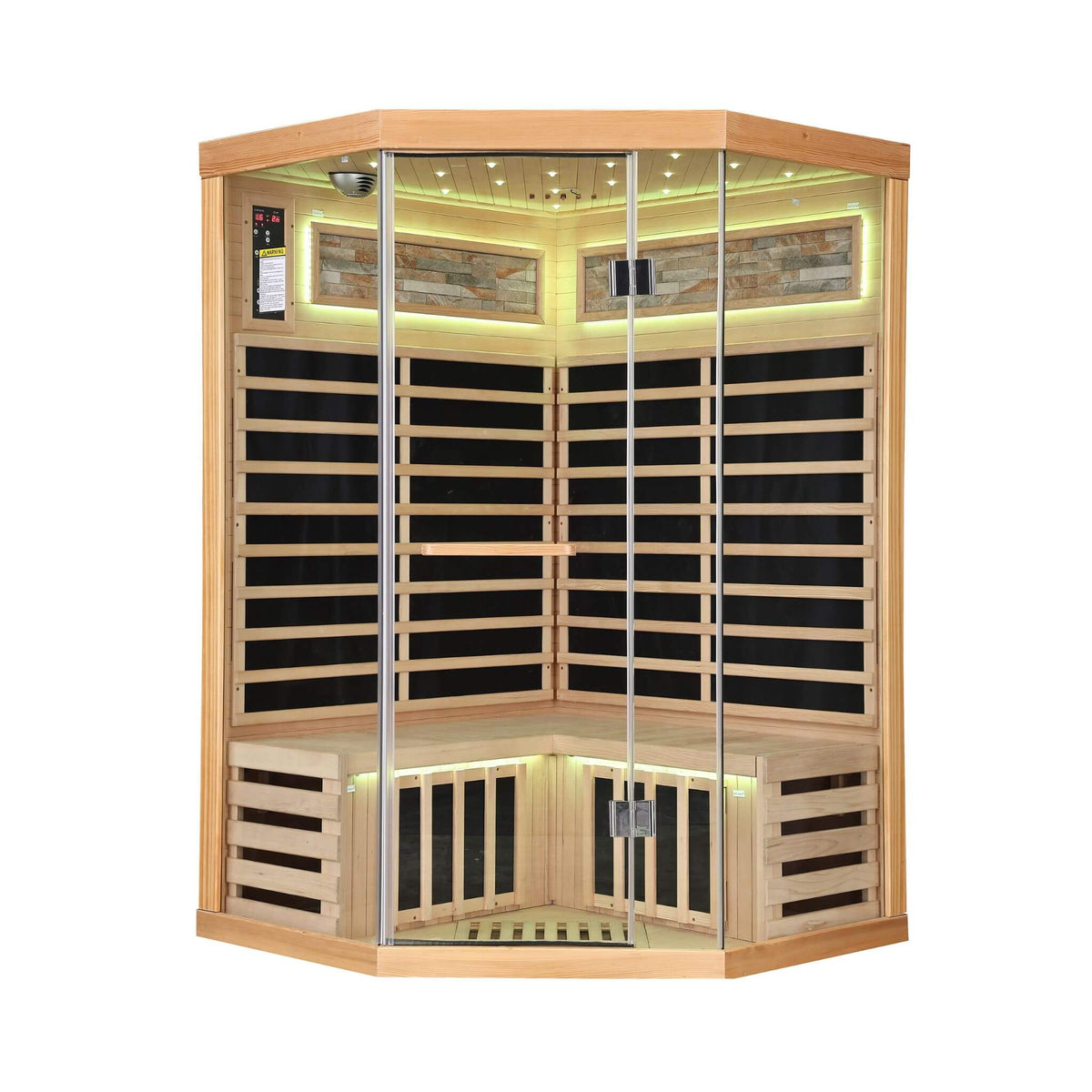 Ember Premium Canadian Hemlock 2-Person Indoor Infrared Sauna Room With Glass Front