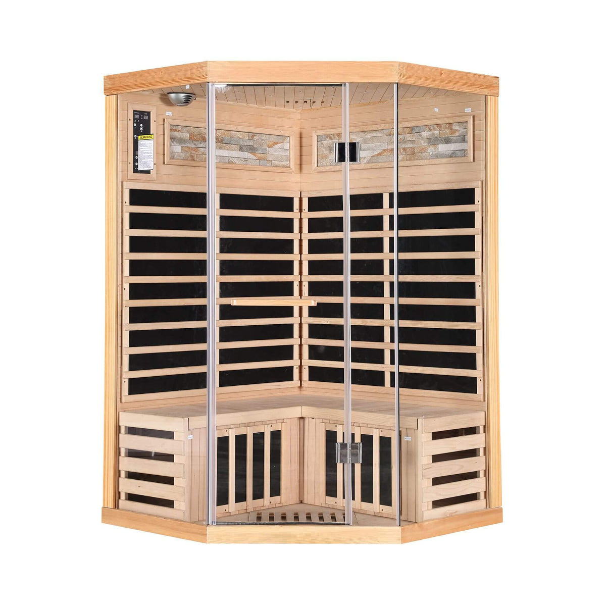 Ember Premium Canadian Hemlock 2-Person Indoor Infrared Sauna Room With Glass Front