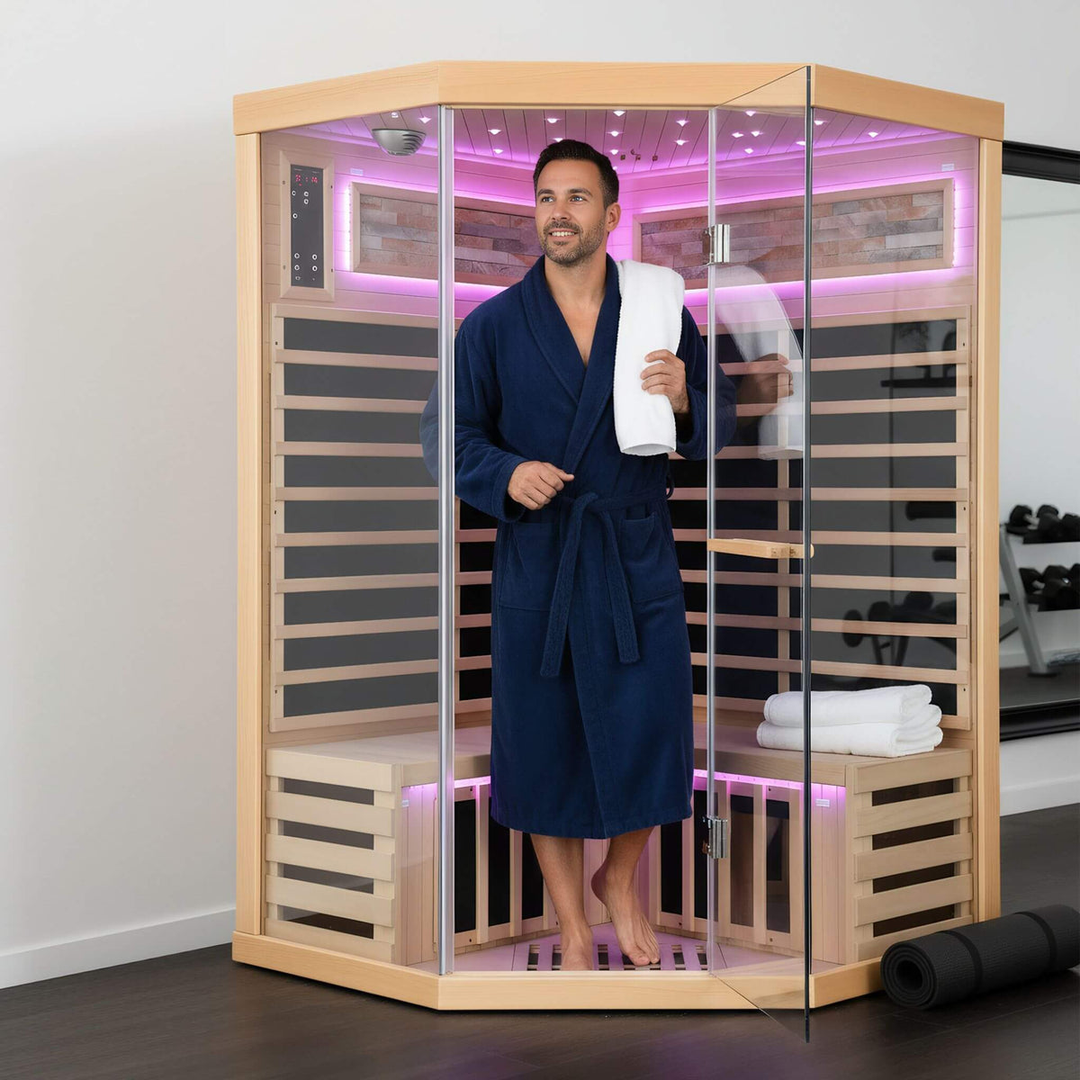 Ember Premium Canadian Hemlock 2-Person Indoor Infrared Sauna Room With Glass Front