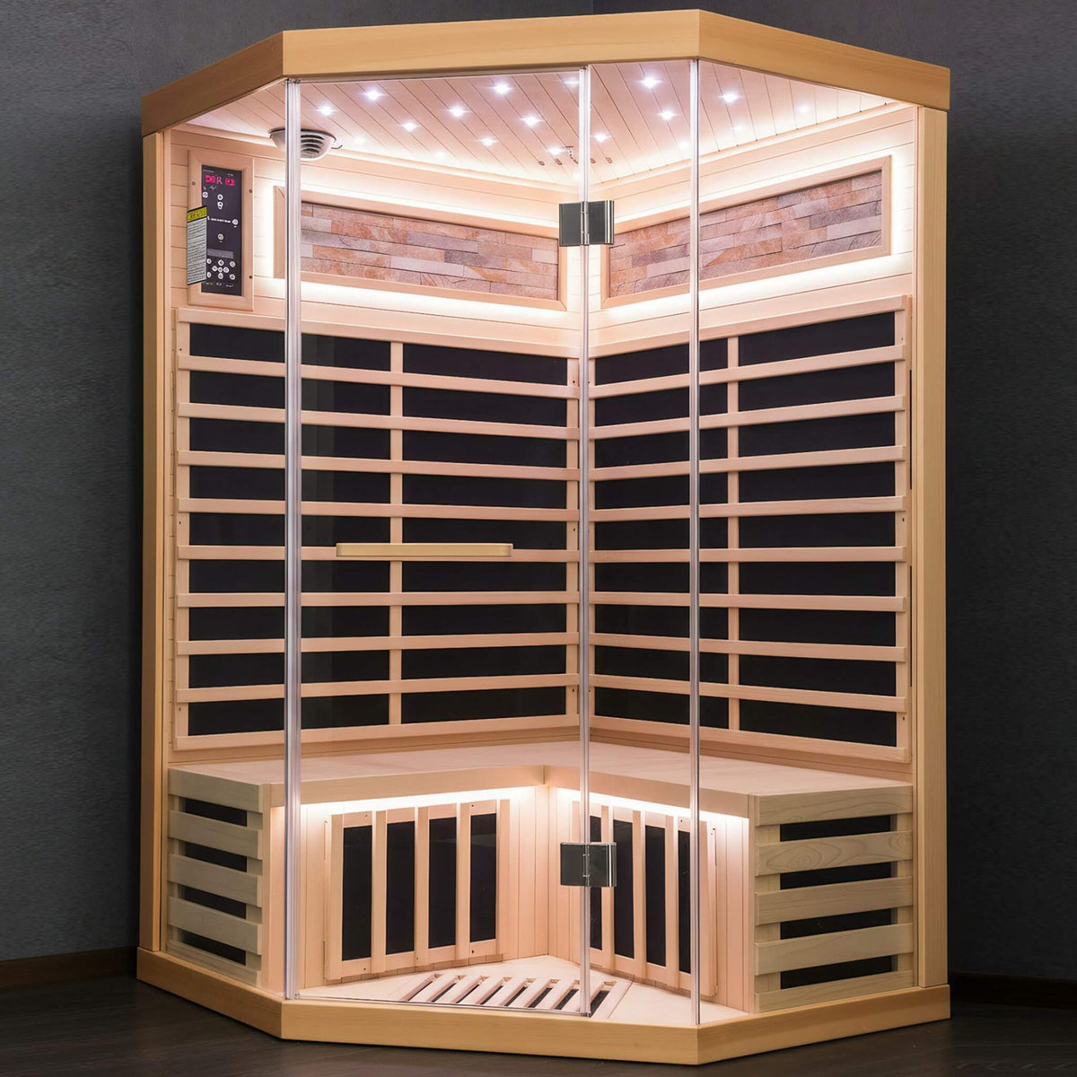 Ember Premium Canadian Hemlock 2-Person Indoor Infrared Sauna Room With Glass Front