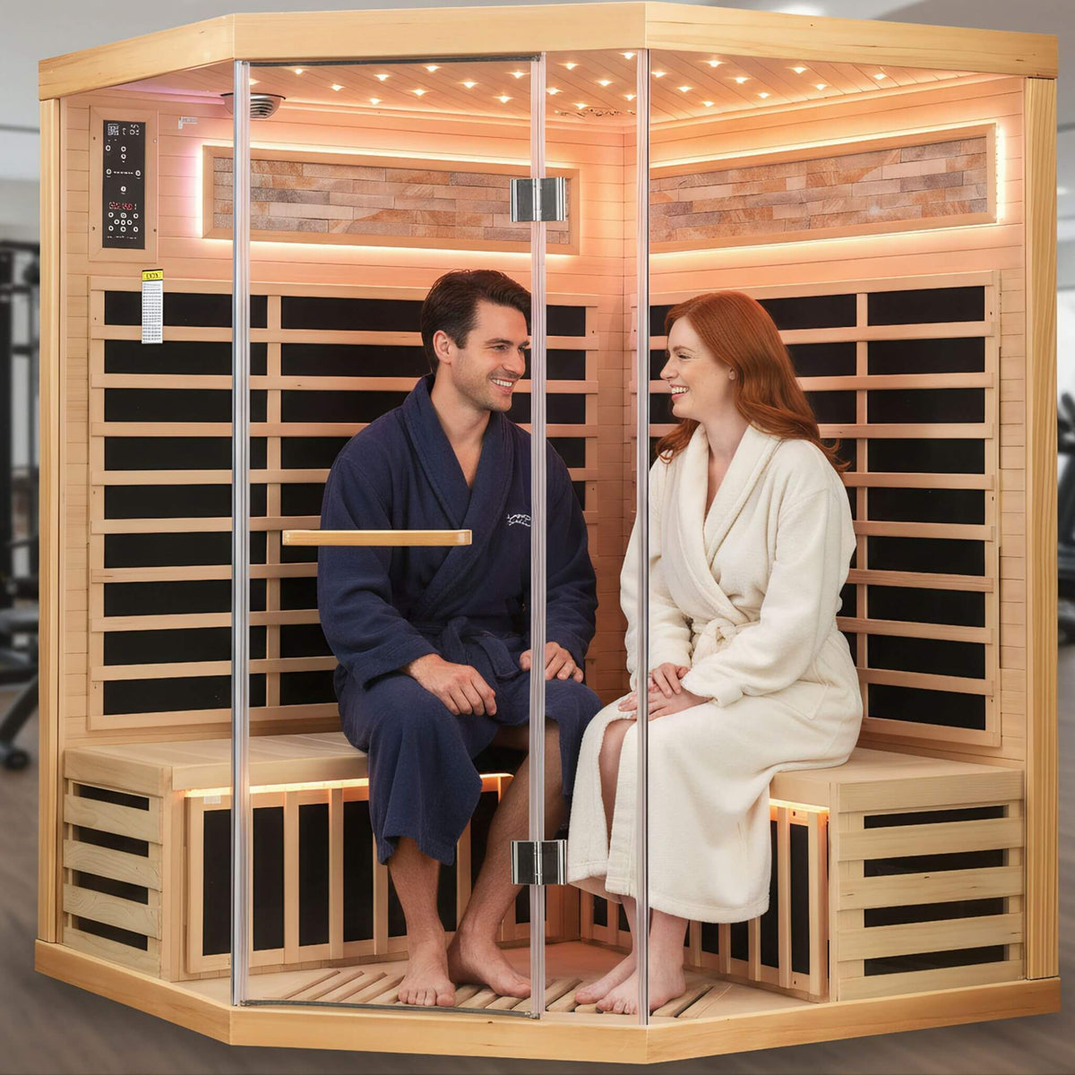 Aura Premium Canadian Hemlock Pentagonal Indoor Infrared Sauna Room With Glass Front