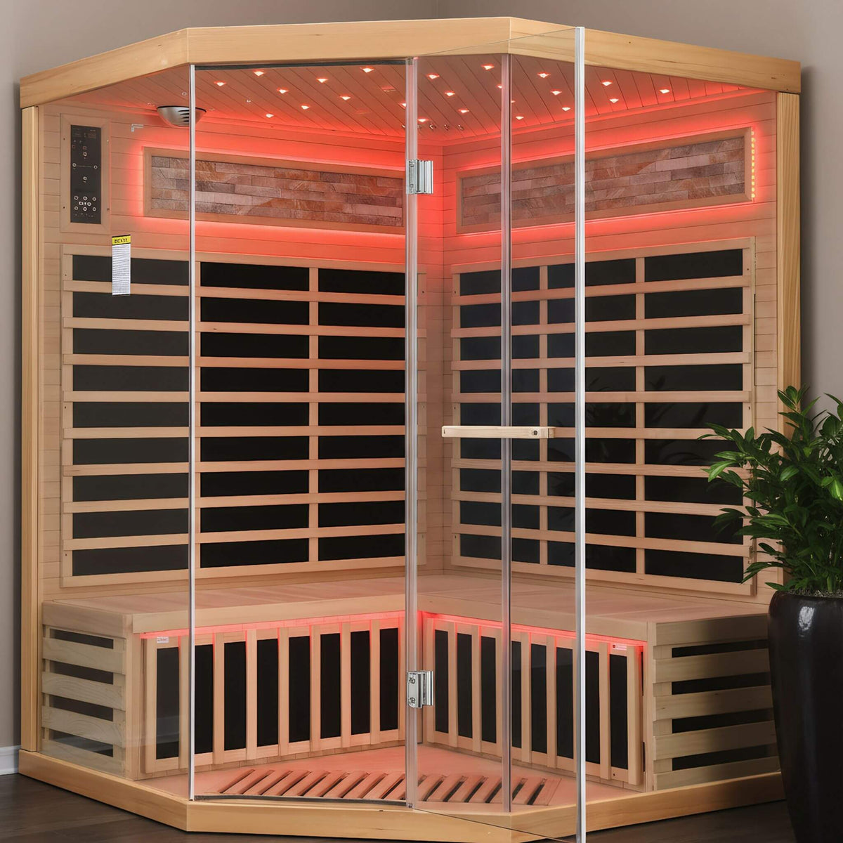 Aura Premium Canadian Hemlock Pentagonal Indoor Infrared Sauna Room With Glass Front