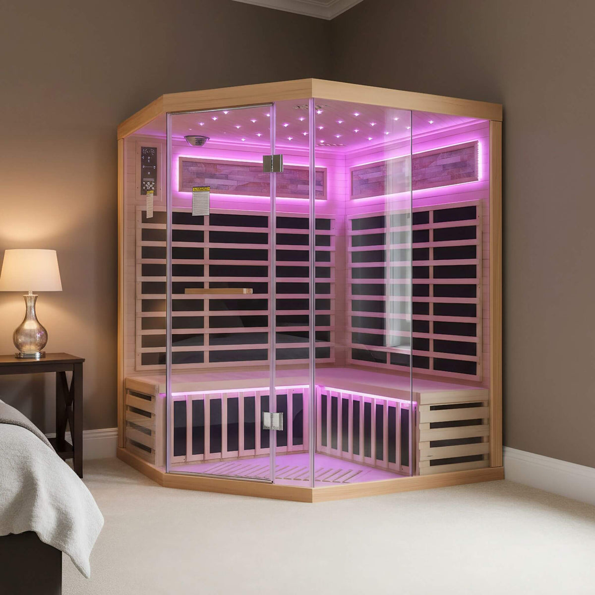 Aura Premium Canadian Hemlock Pentagonal Indoor Infrared Sauna Room With Glass Front