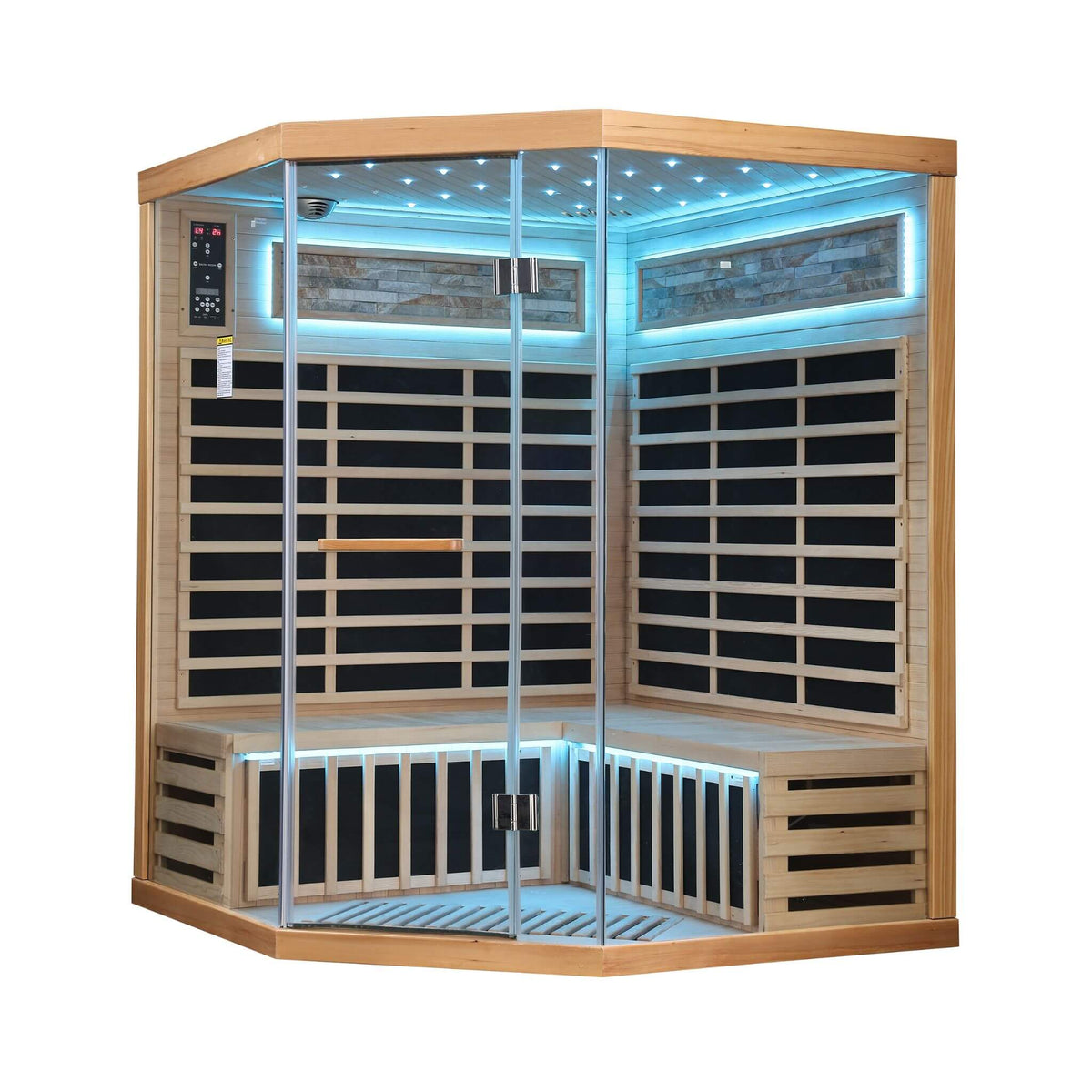 Aura Premium Canadian Hemlock Pentagonal Indoor Infrared Sauna Room With Glass Front