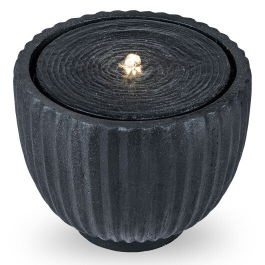Costway 17.5" Outdoor Round Sphere Water Fountain with LED Lights & Pump for Garden Patio