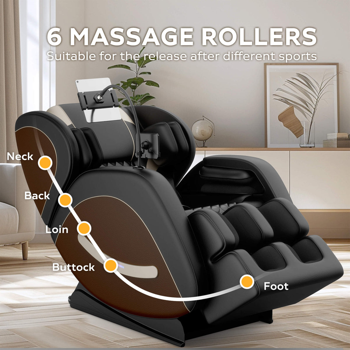 Sovereign Zero-Gravity Massage Chair With Six Massage Rollers
