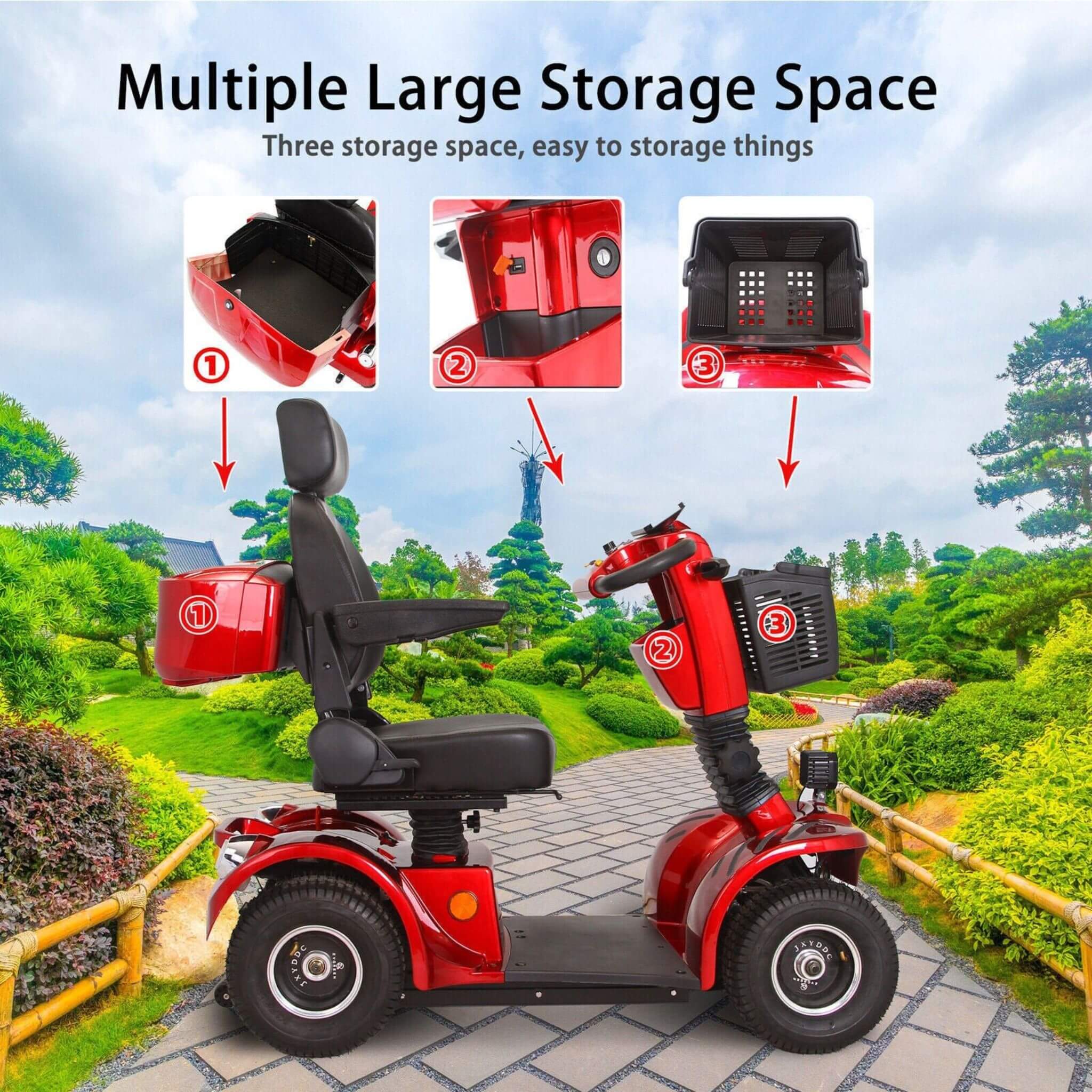 Zvg 4-Wheel Heavy-Duty 500W 48V20AH Electric All-Terrain Mobility Scooter